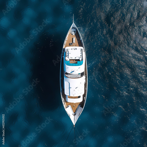 Sailing Boat at Sea Aerial View. Generative AI © Kreatifquotes