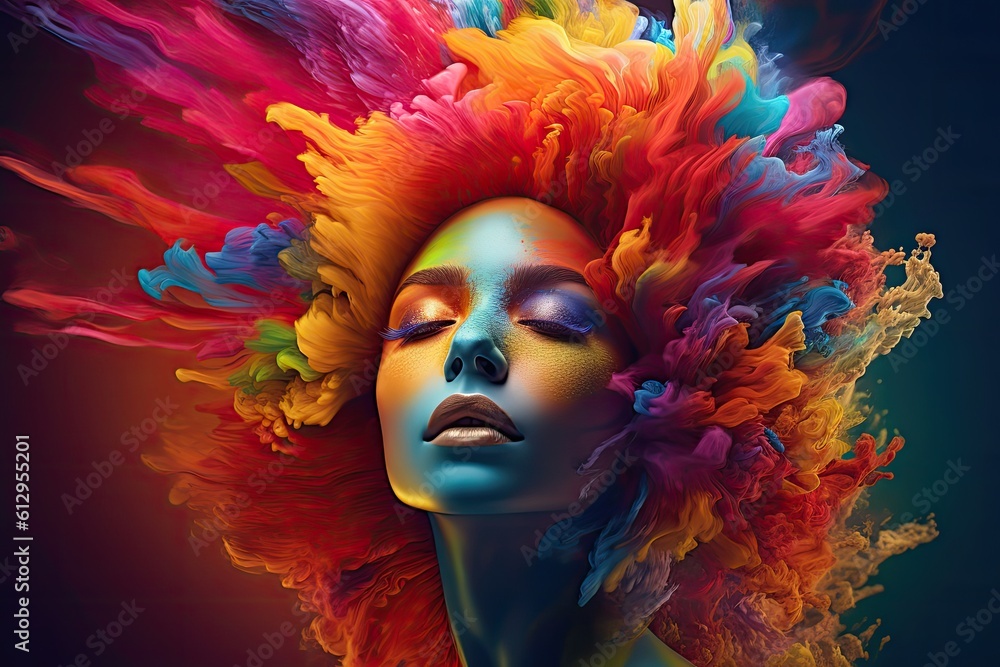 Colorful woman goddess digital artwork painting