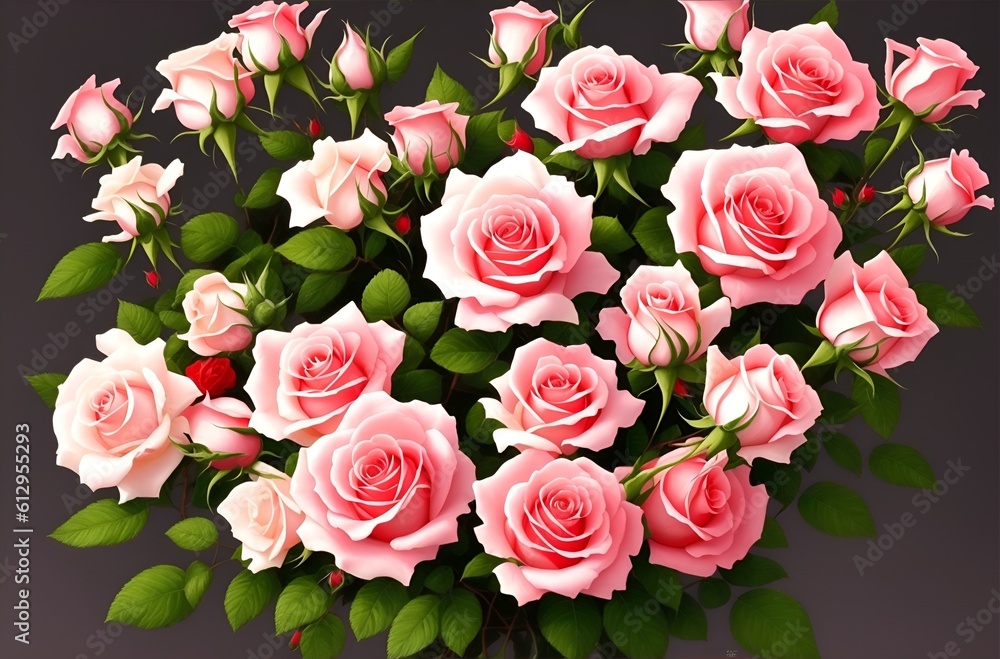 Obraz premium Bouquet of pink roses oil painting art.