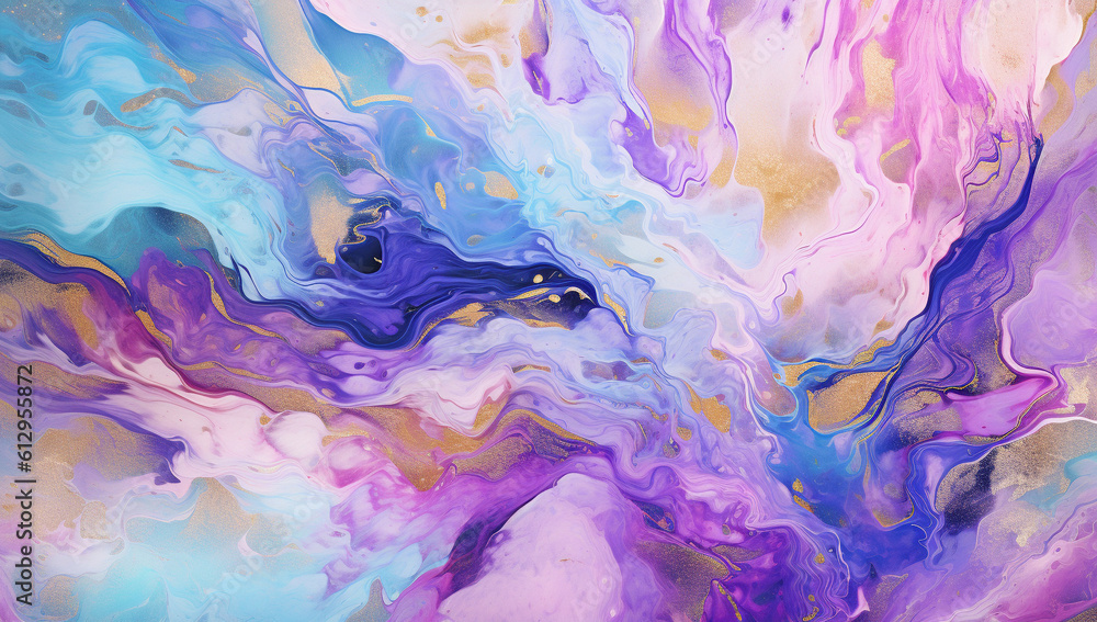 Gilded Vortex: Abstract Symphony of Purple, Blue, White, and Gold ,Generative AI