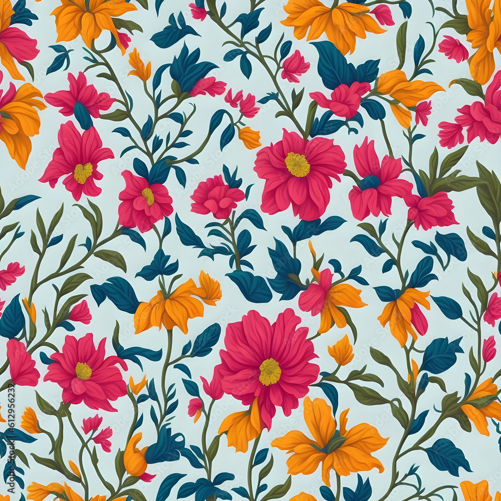 Seamless floral pattern Art. Generative Ai