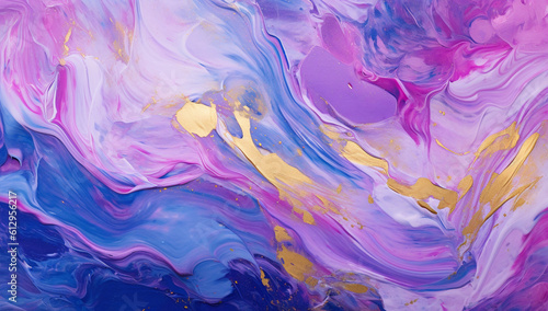 Enigmatic Euphoria: A Captivating Purple, Blue, White, and Gold Abstract Swirling Painting ,Generative AI