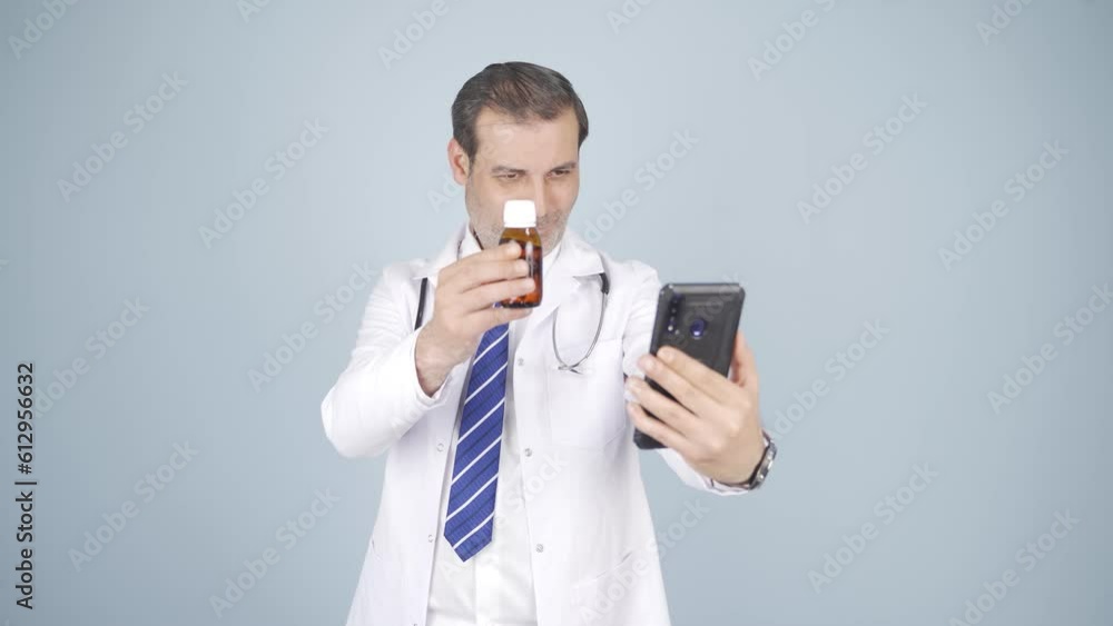 Doctor describing medicine on Facetime. Doctor describing medicine on Facetime.