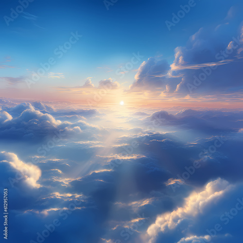 Sky and Clouds Aerial View. Generative AI © Kreatifquotes