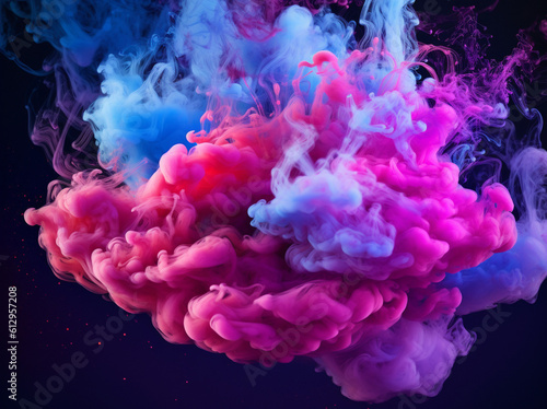 Colorful Smoke Plume: Captivating Pink and Blue Mist ,Generative AI