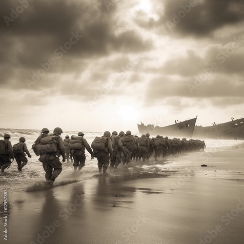 Honoring the Bravery of the Soldiers of D-Day: A Powerful Image of the Normandy Landings photo