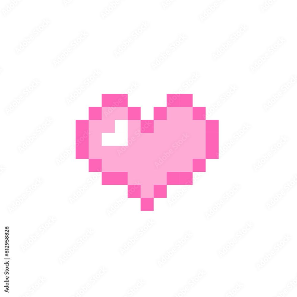 Pink pixel heart icon. Clipart image isolated on white background Pink pixel heart icon. Clipart image isolated on white background
