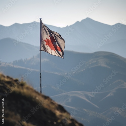 Awe-Inspiring Scenery A Flag in the Mountains
