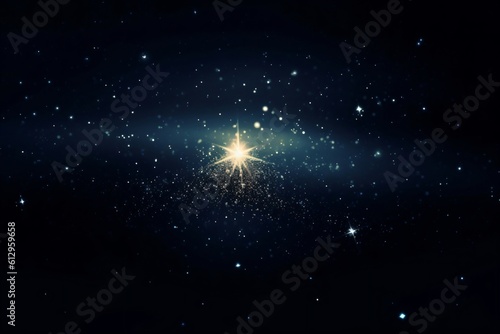 single big bright star surrounded by many small stars created with Generative AI technology