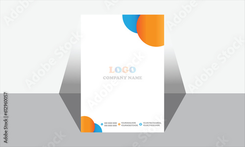 Letter head design using bright and colorful color. A simple design for a company or business. Gradient of blue and orange are used.