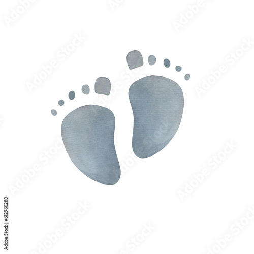 baby foot prints, footprints of a little boy, watercolor foot drawing