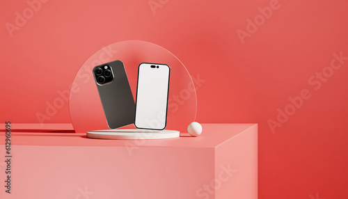 3d render image on phones podium