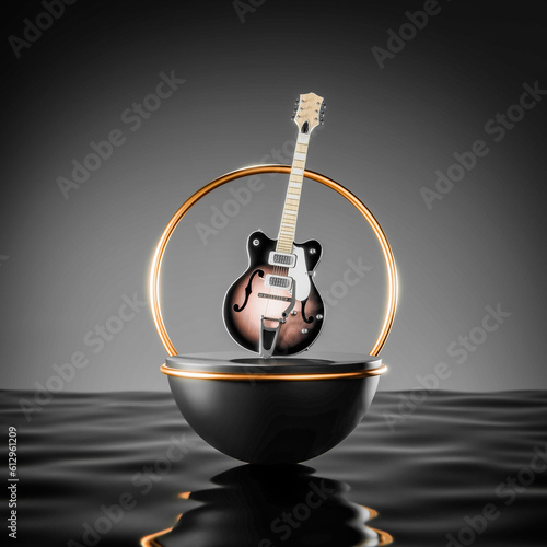 electric guitar with black background 3d render image