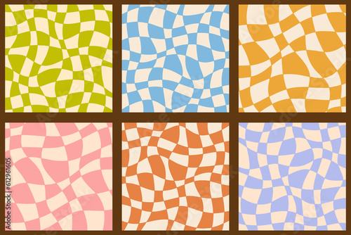 Checkered background Psychedelic checkerboard set