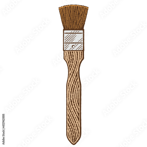 Paint brush etching illustration. Hand drawn engraving style vector illustration.
