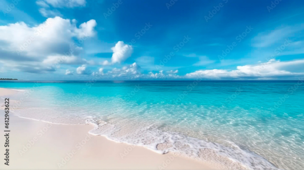 beach with blue sky. Generative Ai. 