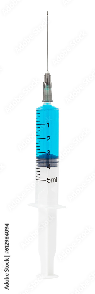 Syringe disposable with blue medicine, isolated on transparent background . Syringe disposable with blue medicine, isolated on transparent background .