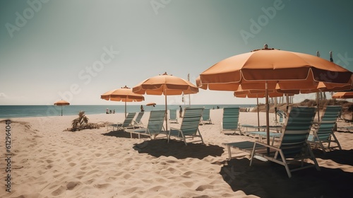 Tranquil beachside getaway  sandy beach  soft clouds  and getaway to tranquility