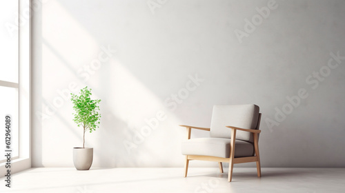 minimalist light room interior. Generative Ai. 
