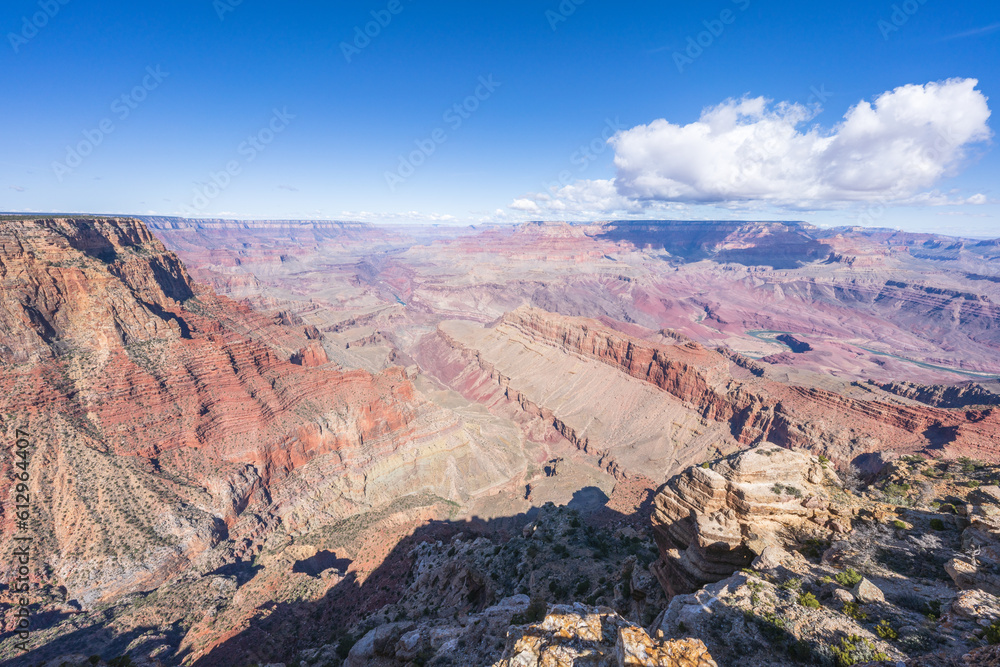 hiking the tanner trail in grand canyon national park, arizona, usa