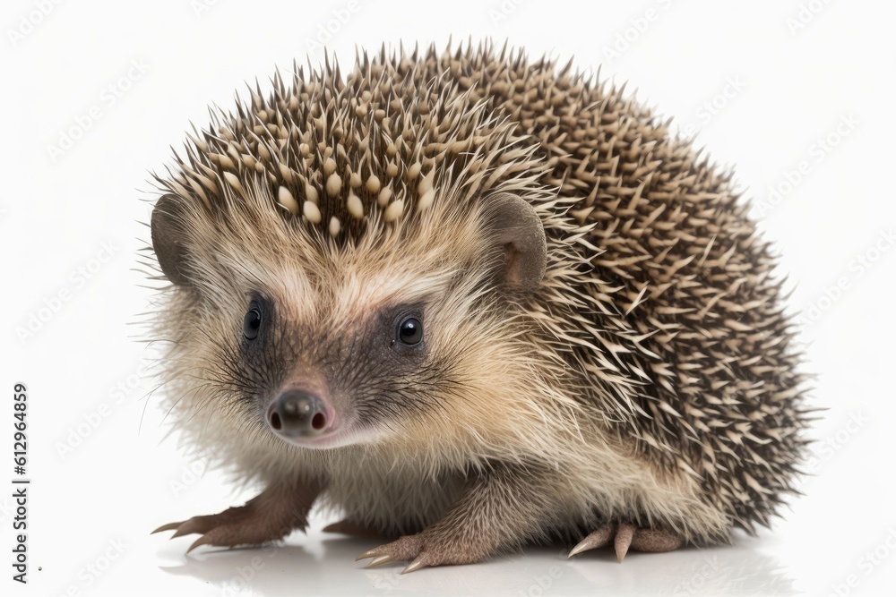 cute hedgehog resting on a white background. Generative AI cute hedgehog resting on a white background. Generative AI