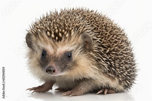 cute hedgehog resting on a white background. Generative AI