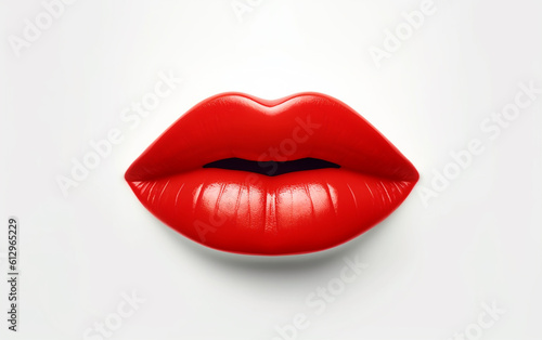 Red beautiful lips,  opened mouth, 3D,  Detailed close-up image of a woman's lips, highlighting their plumpness and emphasizing their beauty.  Generative AI