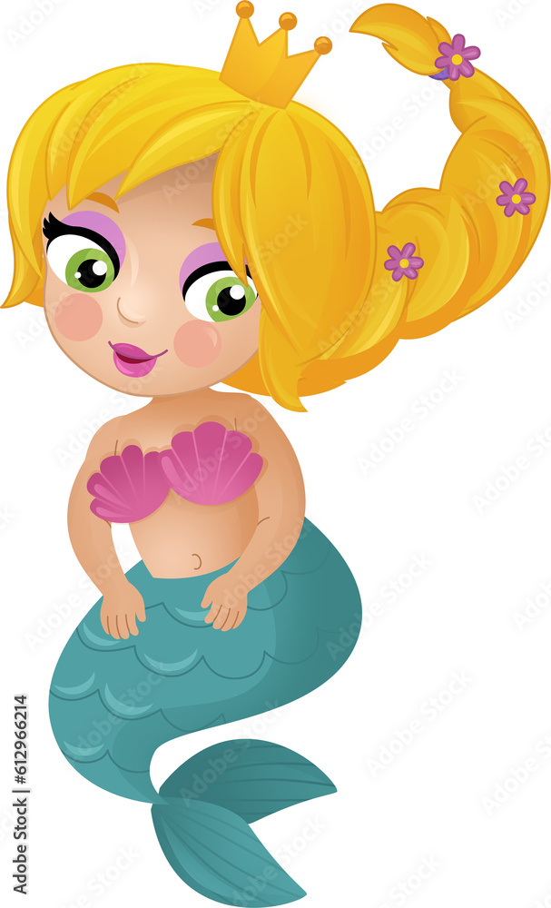 cartoon scene with happy young mermaid swimming isolated illustration for children cartoon scene with happy young mermaid swimming isolated illustration for children