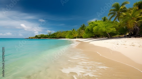 Sandy serenity, enchanting tropical beach, soft sandy shores, and tranquil beach escape © Ranya Art Studio