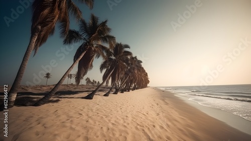 Palmy Trees Create a Paradise Setting on a Sandy Beach