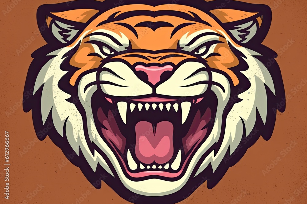 fierce tiger with an open mouth in a close-up shot. Generative AI fierce tiger with an open mouth in a close-up shot. Generative AI