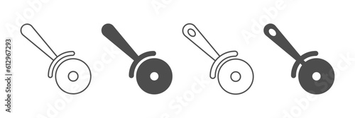 Pizza cutter vector icons set