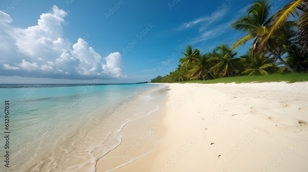 Sandy wonder, exquisite tropical beach, sunlit sands, and serene coastal delight