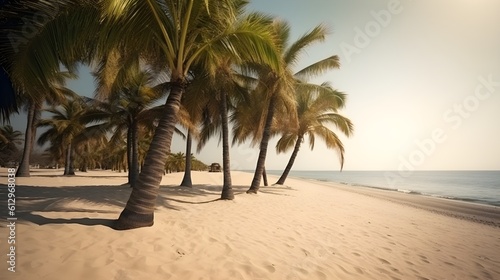 Palmy Trees Bathed in Sunlight on a Sandy Beach © Ranya Art Studio