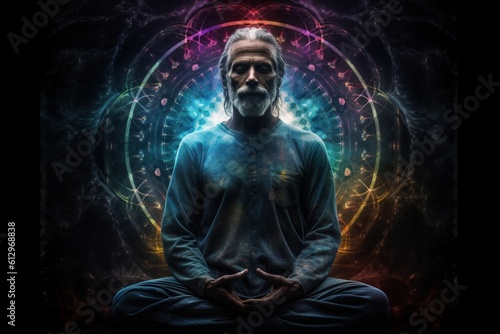 Pacifying spirituality Concept of meditation and spiritual practice  expanding of consciousness  chakras and astral body activation  mystical inspiration image  chakra human.