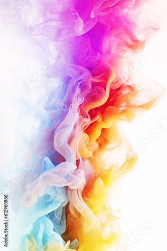 Rainbow of Acrylic Ink in Water on a white background. Color Explosion. Colorful explode. Generative AI