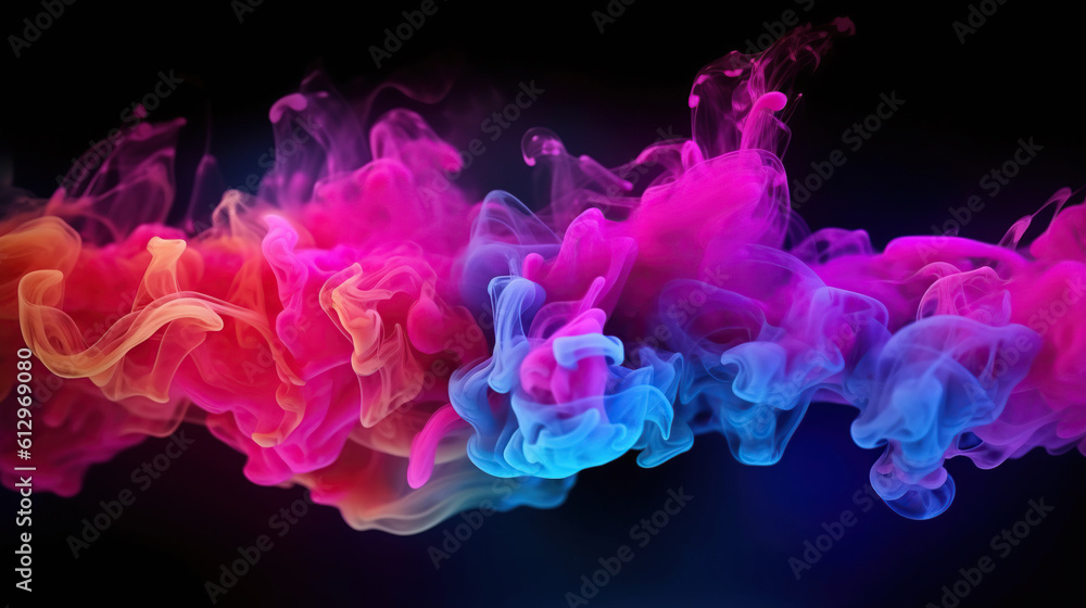 Rainbow of Acrylic Ink in Water on a black background. Color Explosion. Colorful explode. Generative AI