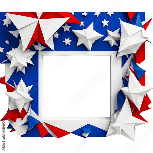 Origami Frames Fourth of July Clipart PNG, Transparent Background, Independence Day Frames, Generative AI.