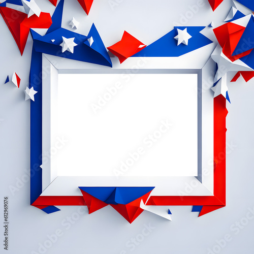 Origami Frames Fourth of July Clipart PNG, Transparent Background, Independence Day Frames, Generative AI.