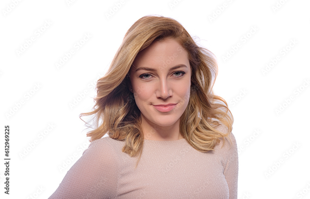 Attractive blonde woman posing on a white background. Attractive blonde woman posing on a white background.