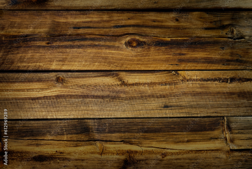 Fototapeta premium Dark Brown Vintage Wooden Plank Background.