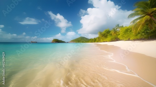 Coastal haven, tranquil tropical beach, azure waters, and serene coastal sanctuary
