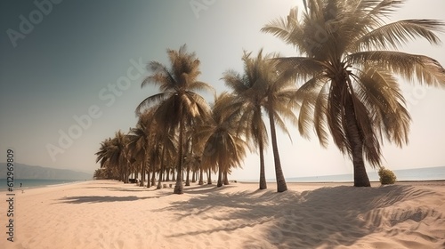 Palmy Trees and a Sandy Beach Exude a Timeless Beauty
