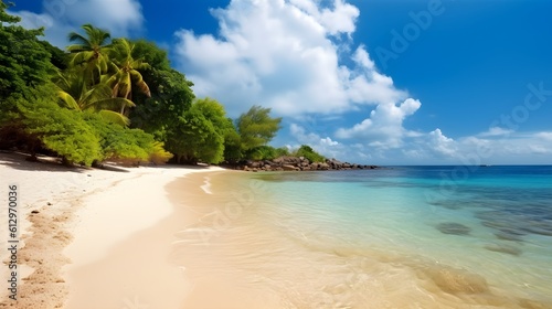 Coastal delight, breathtaking tropical beach, golden sands, and coastal magic