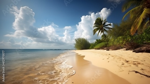 Sandy refuge, picturesque tropical beach, soft sands, and tranquil coastal sanctuary