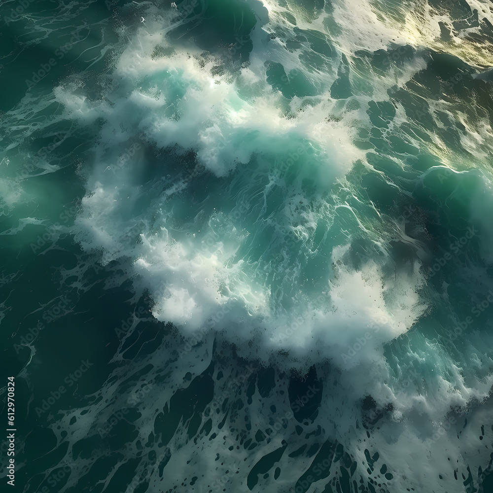 Ocean Wave Aerial View. Generative AI