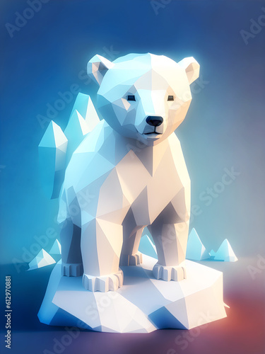 low poly, geometric, polygon, poly, graphic, style, creative, modern, polygonal, 3d, iceberg, polar bear, bear, animal, arctic, polar, bears, wildlife, polar bears, antarctica, white bear, snow, ice
