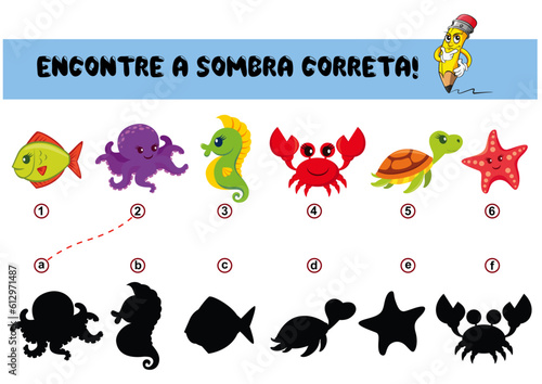 Associar animais as suas sombras