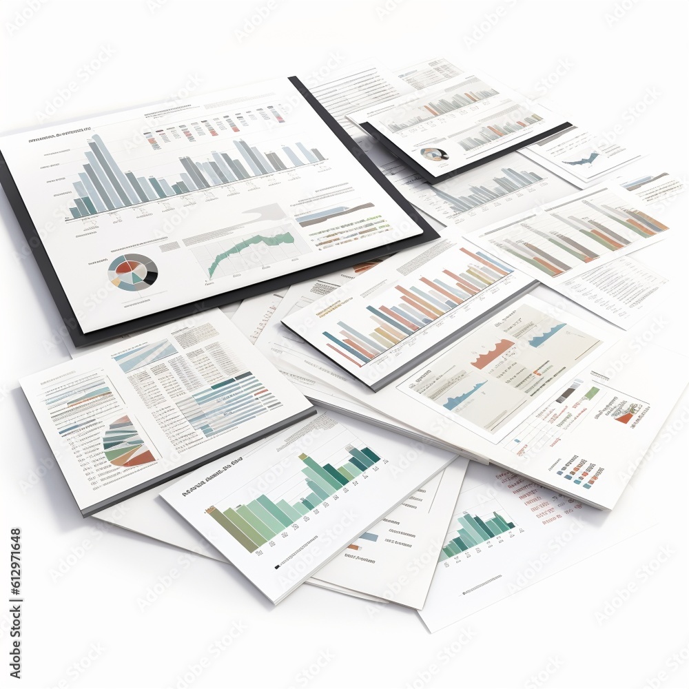 Financial report with various charts and graphs Financial report with various charts and graphs