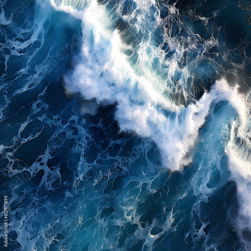 Ocean Wave Aerial View. Generative AI